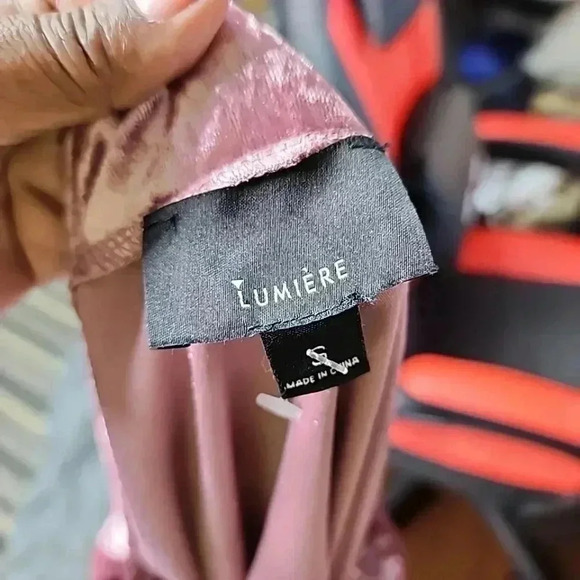 Lumiere Pink Crushed Velvet long sleeve blouse. Nwt- size small - Picture 3 of 6